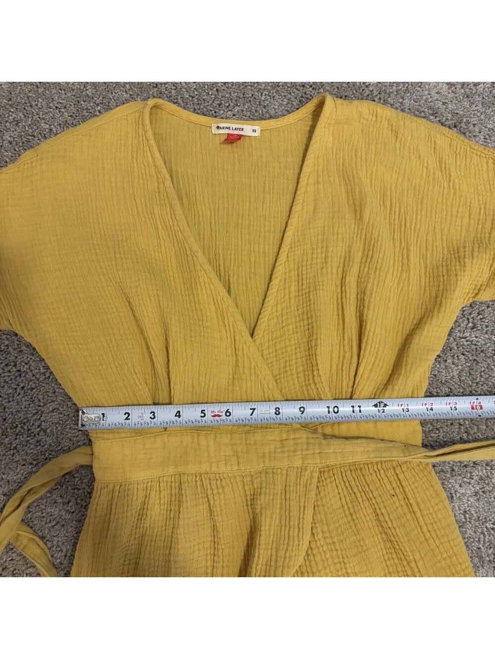 Marine Layer Cotton Gauze Wrap Dress Butter Yellow Size XS Lightweight Summer - Picture 5 of 6